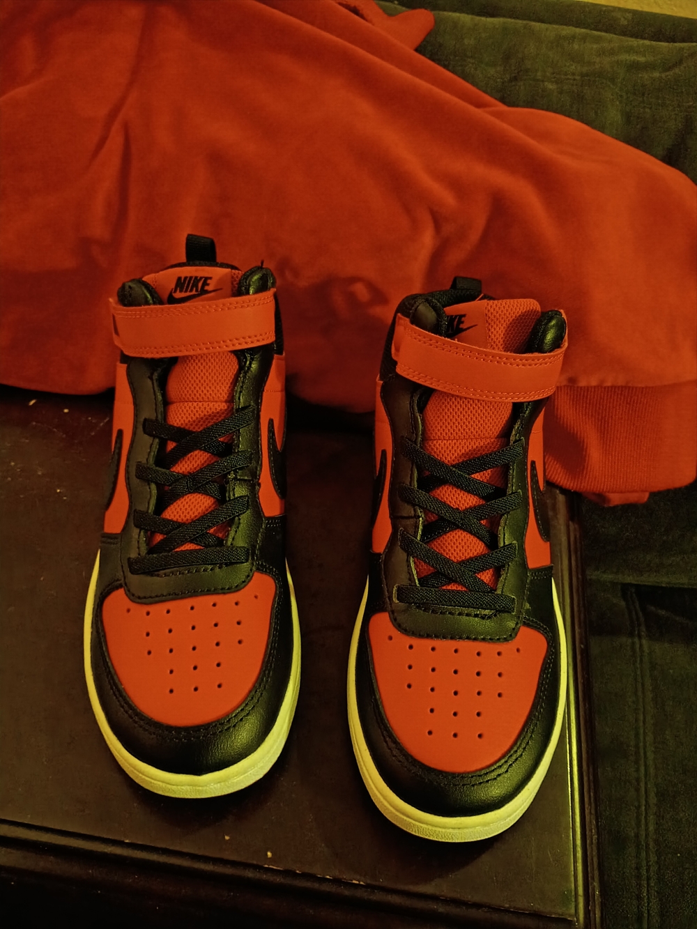 Nike Kids High-Top Sneakers in Red and Black